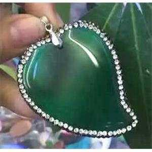 Agate slice pendant paved rhinestone, approx 25-45mm [GMPDA4571]