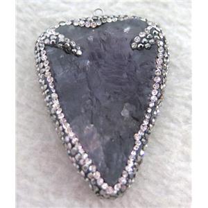 amethyst pendant paved rhinestone, arrowhead, approx 30-50mm [GMPDA4597]