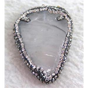 clear quartz pendant paved rhinestone, arrowhead, approx 30-50mm [GMPDA4598]