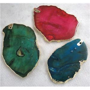 agate slice pendant, freeform, mix color, approx 30-90mm [GMPDA4627-L]