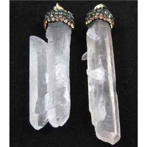 clear quartz pendant paved rhinestone, stick, approx 15-60mm [GMPDA4635]