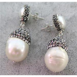 gemstone earring paved rhinestone, approx 12-20mm [GMPDA4659]