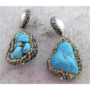 gemstone earring paved rhinestone, approx 15-25mm [GMPDA4660]