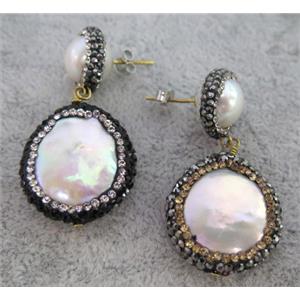 gemstone earring paved rhinestone, approx 12-25mm [GMPDA4666]