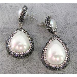 gemstone earring paved rhinestone, approx 12-30mm [GMPDA4667]