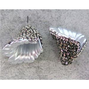 resin bead paved rhinestone, bugle, approx 20mm [GMPDA4682]