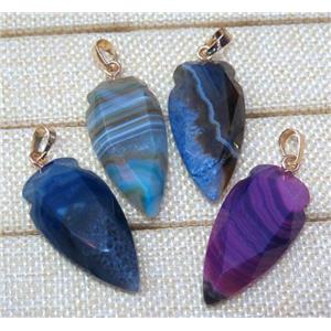 agate pendant, faceted arrowhead, mix color, approx 15-45mm [GMPDA4752]