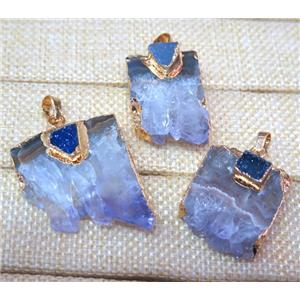 Amethyst Druzy slice pendant, gold plated, approx 15-40mm [GMPDA4770]