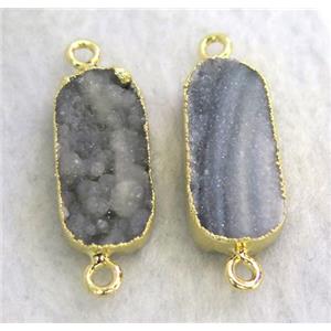 sun agate druzy oval connector, gold plated, approx 10-20mm [GMPDA4794]