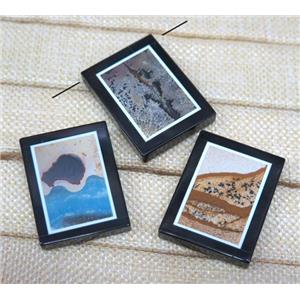 mix landscape jasper pendant, rectangle, approx 30-40mm [GMPDA4808]
