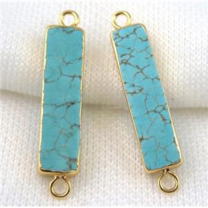 blue turquoise connector, rectangle, gold plated, approx 10-35mm [GMPDA4809]
