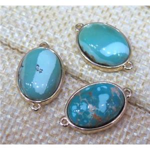 natural turquoise oval connector, green, approx 10x14mm [GMPDA4810]