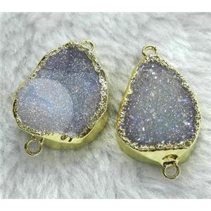 druzy agate connector, freeform, AB color, gold plated, approx 15-25mm [GMPDA4838]