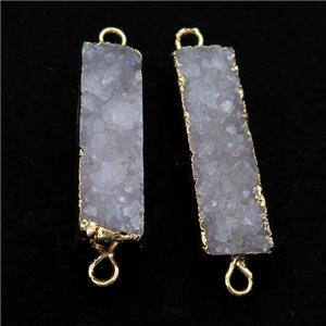 white druzy quartz connector, rectangle, gold plated, approx 10-40mm [GMPDA4840]
