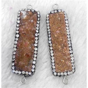 pink druzy agate connector paved rhinestone, rectangle, approx 12-45mm [GMPDA4894]