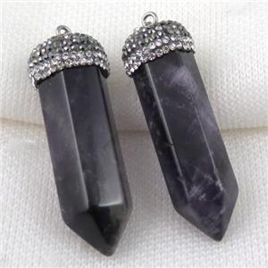 amethyst bullet pendant paved rhinestone, purple, approx 15-50mm [GMPDA4906]