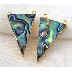 Paua Abalone Shell triangle pendant, gold plated, approx 20-30mm [GMPDA4936]