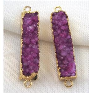 hotpink druzy quartz connector, rectangle, approx 10-40mm [GMPDA4963]