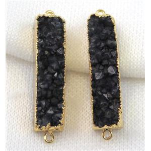 black druzy quartz connector, rectangle, gold plated, approx 10-40mm [GMPDA4964]