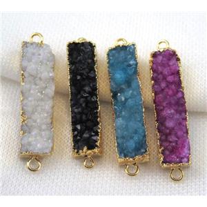 druzy quartz connector, mix color, rectangle, gold plated, approx 10-40mm [GMPDA4966]