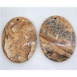 Picture Jasper oval pendant, yellow, approx 35-50mm [GMPDA5009]
