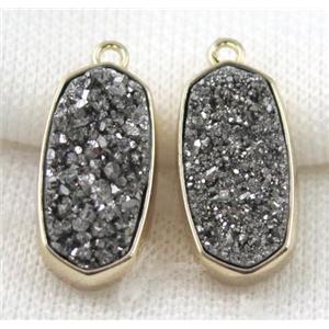 druzy quartz pendant, gold plated, approx 12x25mm [GMPDA5046]