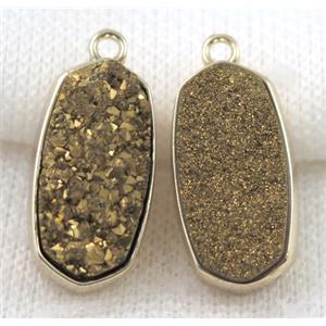 druzy quartz pendant, gold plated, approx 12x25mm [GMPDA5047]