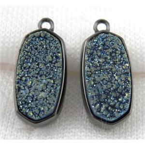 druzy quartz pendant, black, approx 12x25mm [GMPDA5053]