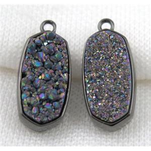 druzy quartz pendant, black, approx 12x25mm [GMPDA5055]