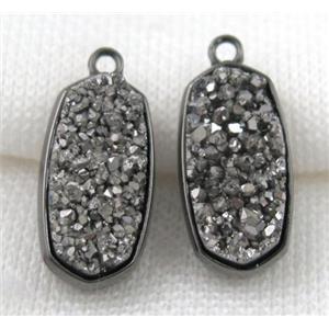 druzy quartz pendant, black, approx 12x25mm [GMPDA5056]