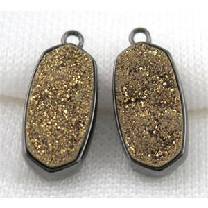 druzy quartz pendant, black, approx 12x25mm [GMPDA5057]