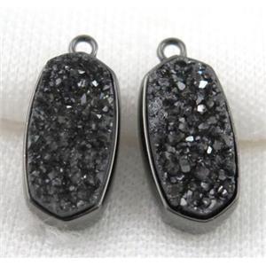 druzy quartz pendant, black, approx 12x25mm [GMPDA5058]