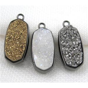 druzy quartz pendant, black, approx 12x25mm [GMPDA5059]