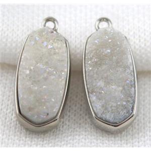 druzy quartz pendant, platinum plated, approx 12x25mm [GMPDA5060]