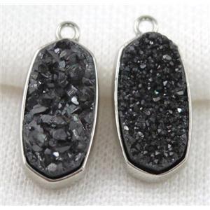 druzy quartz pendant, platinum plated, approx 12x25mm [GMPDA5061]