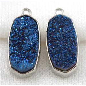 druzy quartz pendant, platinum plated, approx 12x25mm [GMPDA5062]