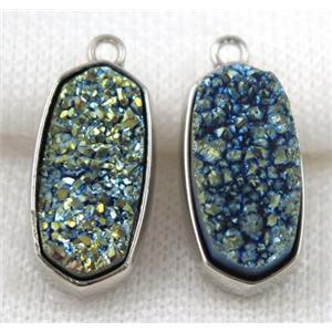 druzy quartz pendant, platinum plated, approx 12x25mm [GMPDA5063]