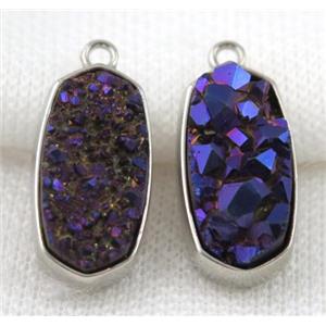 druzy quartz pendant, platinum plated, approx 12x25mm [GMPDA5064]