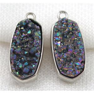 druzy quartz pendant, platinum plated, approx 12x25mm [GMPDA5065]