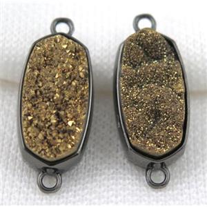 druzy quartz connector, black, approx 12x25mm [GMPDA5070]