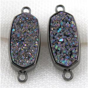 druzy quartz connector, black, approx 12x25mm [GMPDA5075]