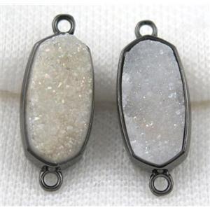 druzy quartz connector, black, approx 12x25mm [GMPDA5076]
