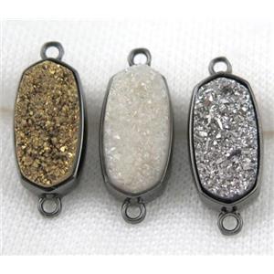 druzy quartz connector, black, approx 12x25mm [GMPDA5077]