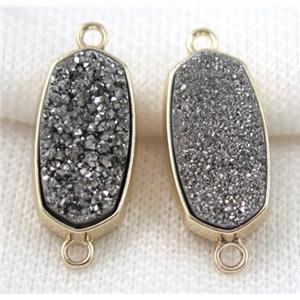 druzy quartz connector, gold plated, approx 12x25mm [GMPDA5082]