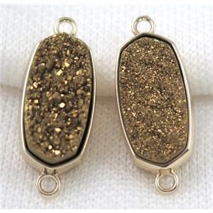 druzy quartz connector, gold plated, approx 12x25mm [GMPDA5083]