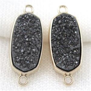 black druzy quartz connector, gold plated, approx 12x25mm [GMPDA5084]