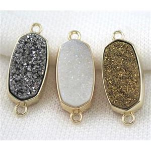 druzy quartz connector, gold plated, approx 12x25mm [GMPDA5086]