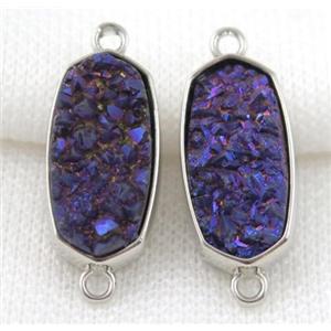 druzy quartz connector, platinum plated, approx 12x25mm [GMPDA5087]