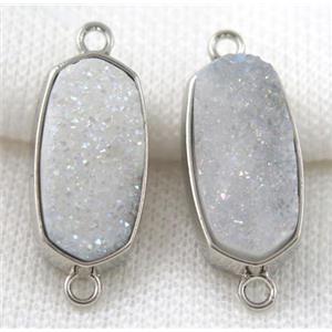 druzy quartz connector, platinum plated, approx 12x25mm [GMPDA5093]