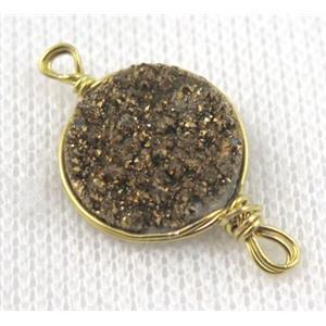 druzy quartz connector, gold plated, approx 16mm dia [GMPDA5095]